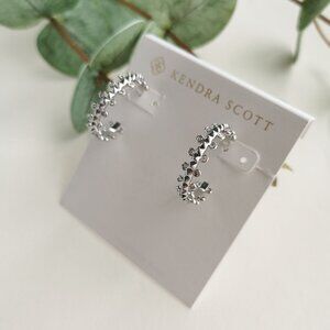 Kendra Scott Jada Silver White Crystal Small Hoop Earrings. New with pouch